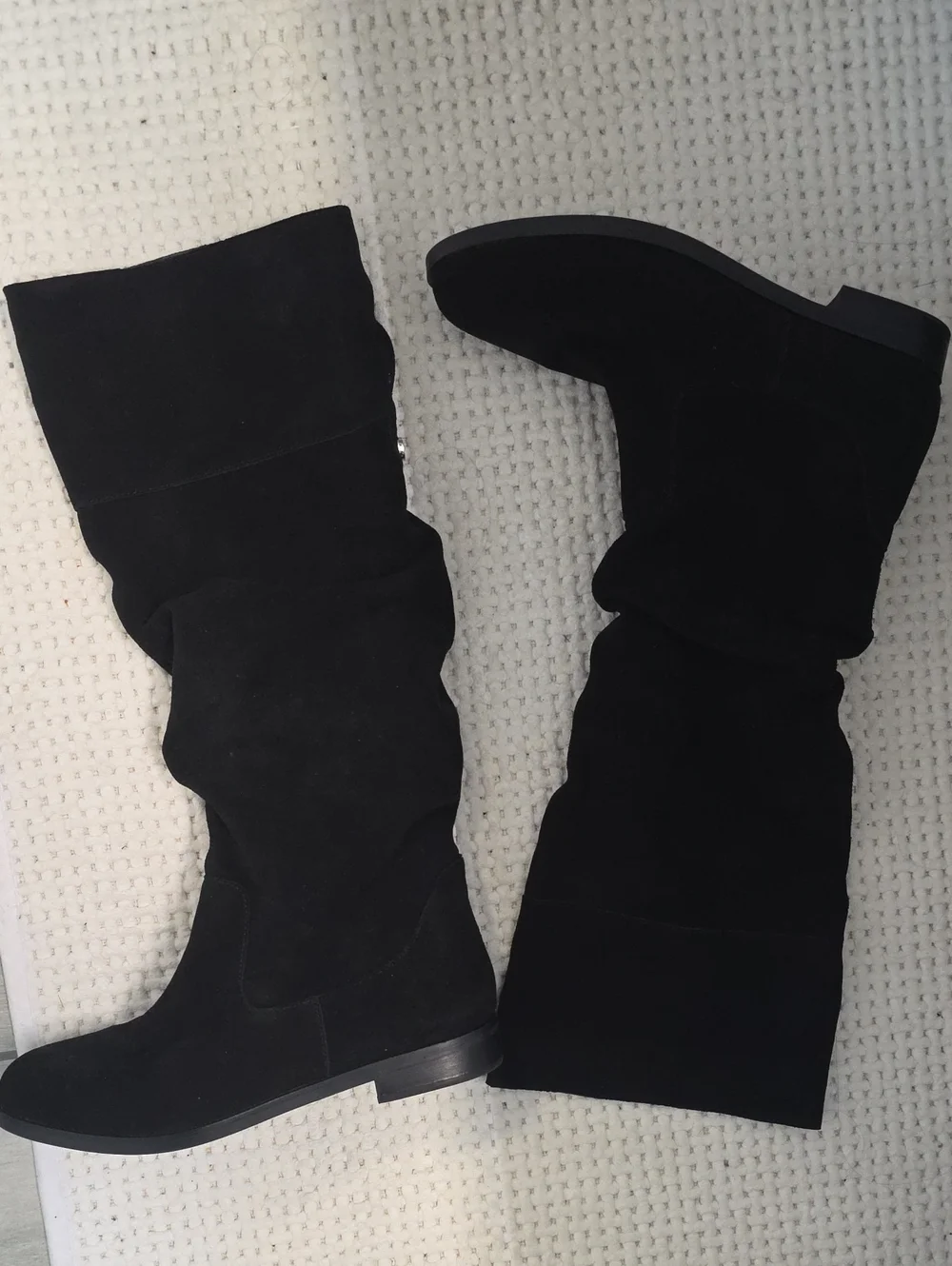 Steve Madden Balen Womens Black Faux Suede Slouch Knee High Boots